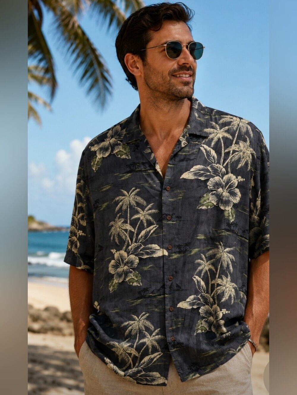 Tommy Bahama Mens Size XXL Tropical Floral Button-Down 100% Silk Shirt